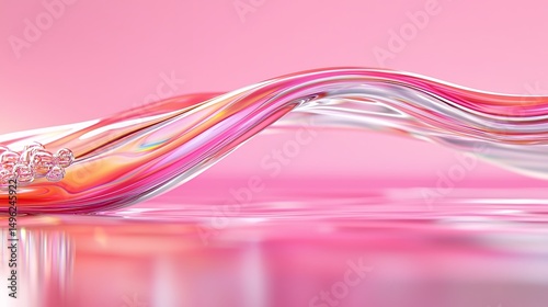 Abstract Pink Wave with Bubbles