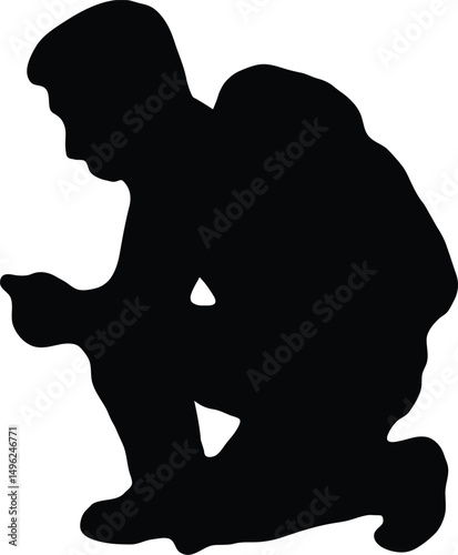 Man Exploring Mountains Silhouette