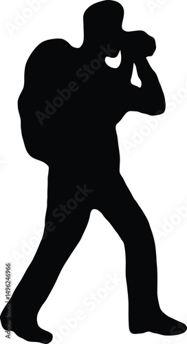 Man Exploring Mountains Silhouette