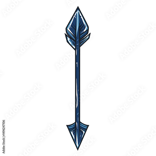 Modern Arrow with Bold Defined Outlines in Sapphire Isolated on Transparent Background