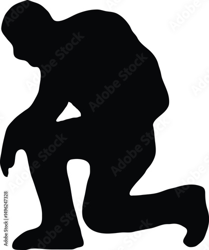 Man Exploring Mountains Silhouette
