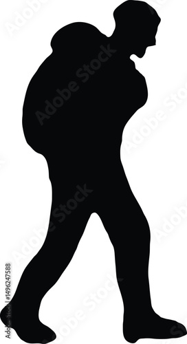 Man Exploring Mountains Silhouette