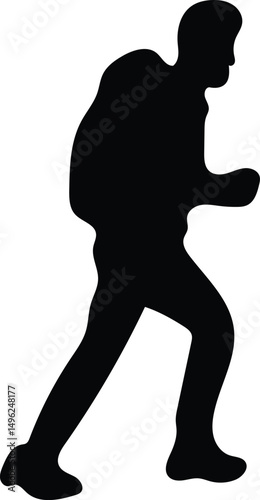 Man Exploring Mountains Silhouette