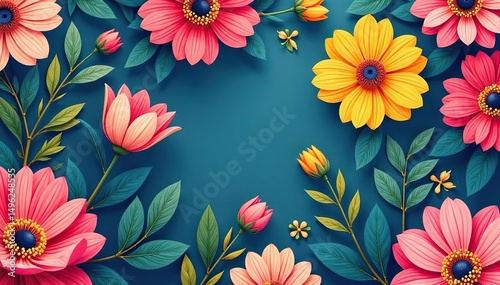 Bold, vibrant floral pattern for event flyers , graphics, digital, seamless