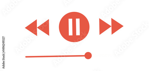 Music player interface appears in a flat style. This sleek digital player provides intuitive controls and vibrant buttons. The design showcases interactive features for mobile apps, emphasizing