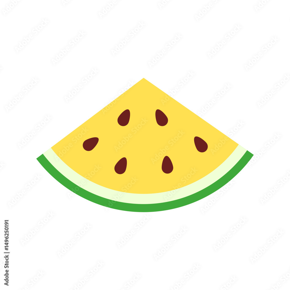 Fototapeta premium Yellow Watermelon Fruit Slice Illustration, Summer fruit, Vector illustration.