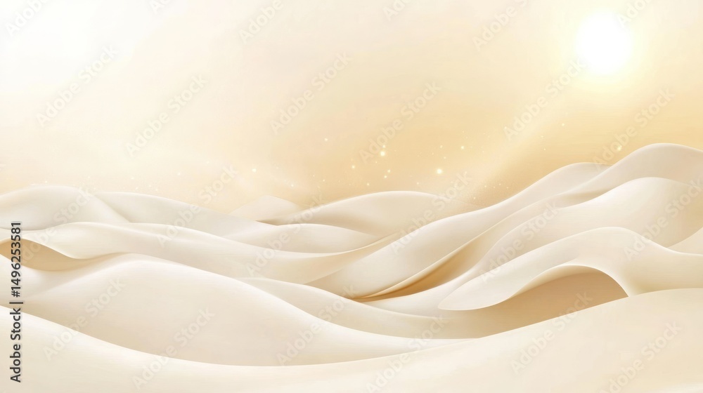 Obraz premium Dreamy Desert Dunes Under a Soft Bright Sunlight at Dawn with Smooth Sandy Hills and Gentle Winds Creating Serene Arid Landscape Scene