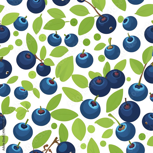 Blueberry pattern fresh fruit leaf