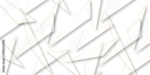 Abstract background with liens and triangles shape on white background. White and grey geometric overlapping rectangle pattern Geometric background soft shadows as patten ..White polygon textured .