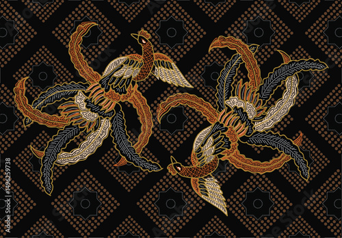 Indonesian Batik Pattern with a Very Unique Bird Motif