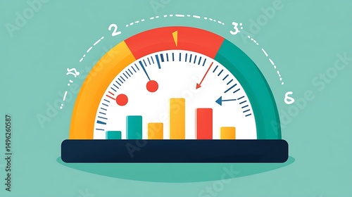 Performance Gauge with Data, Chart, and Graph.