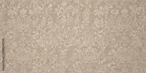 Subtle neutral damask, complex baroque-inspired lacework  Seamless repeat ,  motif,  detail