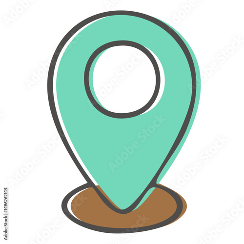 地図で目的地を示すマーク　手書きのかわいいイラスト