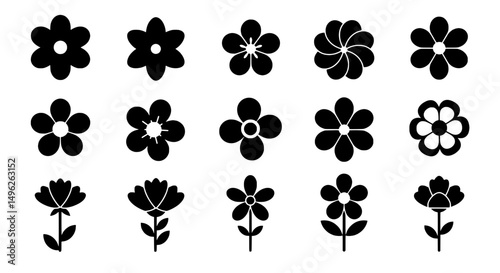 Blossom Silhouettes Collection: A meticulously curated collection of striking black blossom silhouettes, perfect for adding an elegant touch to various design projects.