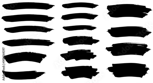 Abstract Brushstrokes Collection: A collection of striking black brushstrokes, each stroke offering a unique texture and form, ideal for adding dynamic, artistic elements to your design.