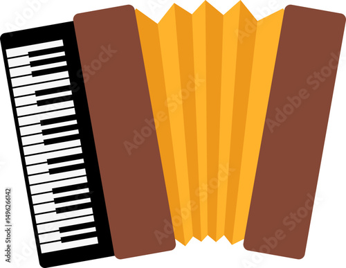 Accordion music instrument illustration for music day, jazz day, music festival, concert, live music. Vector isolated.