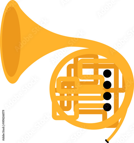 French horn music instrument illustration for music day, jazz day, music festival, concert, live music. Vector isolated.