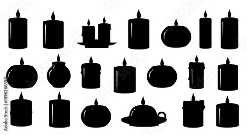 Shadowy Candle Collection: A curated collection of various candle silhouettes, perfectly capturing the serene ambiance and symbolism of light in darkness. 