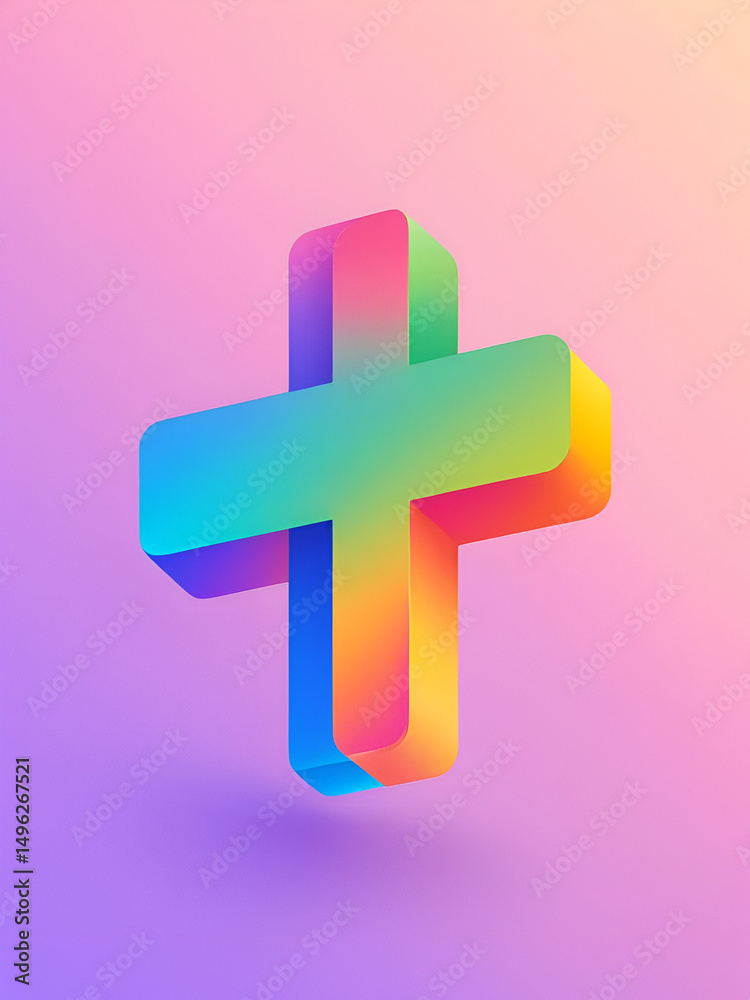 Obraz premium Plus Icon on Gradient Background