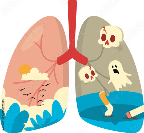 World no tobacco day illustration. No tobacco, no cigarette, love your lungs vector illustration. Vector isolated.