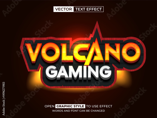 volcano gaming editable text, font effect, 3d text for title