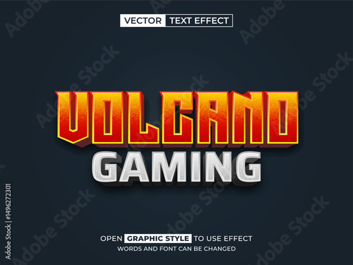 volcano gaming editable text, font effect, 3d text for title