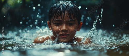 Child Swimming in Water