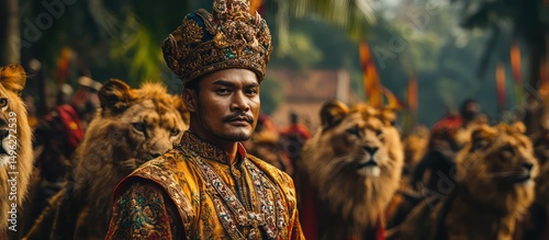 King with Lions in Parade Costume