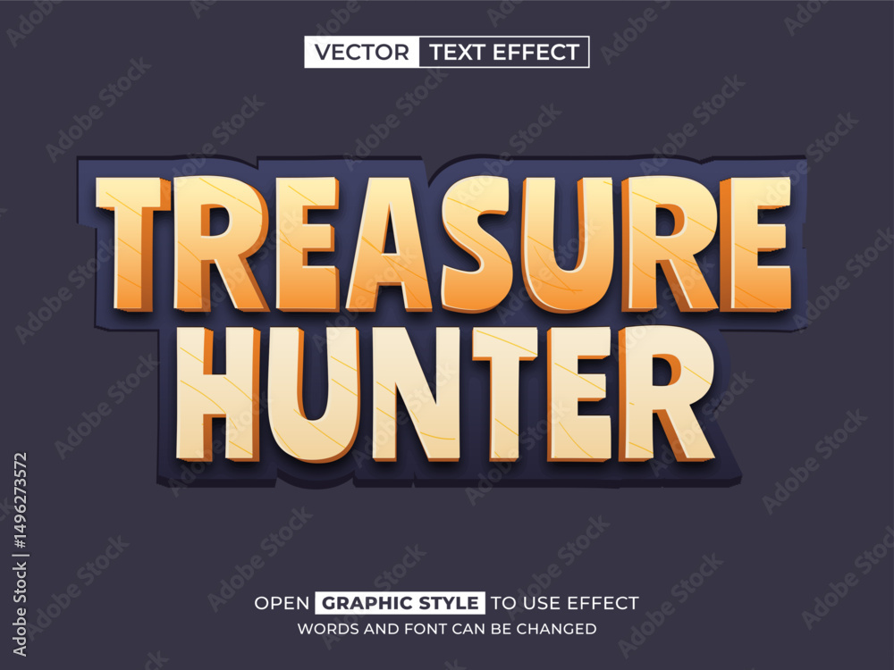 Obraz premium treasure hunter editable text, font effect, 3d text for title