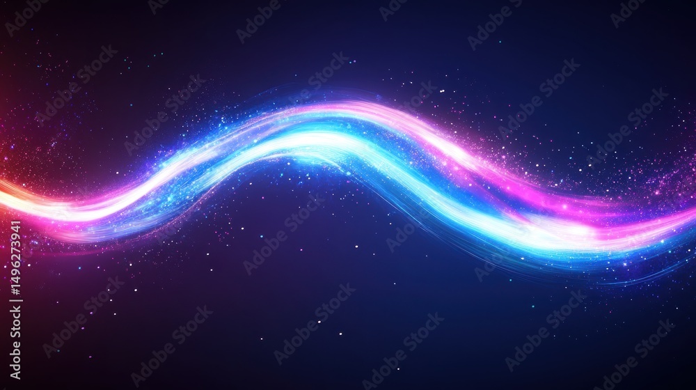 Fototapeta premium Luminous wave illustration, vibrant color gradient on dark gradient background