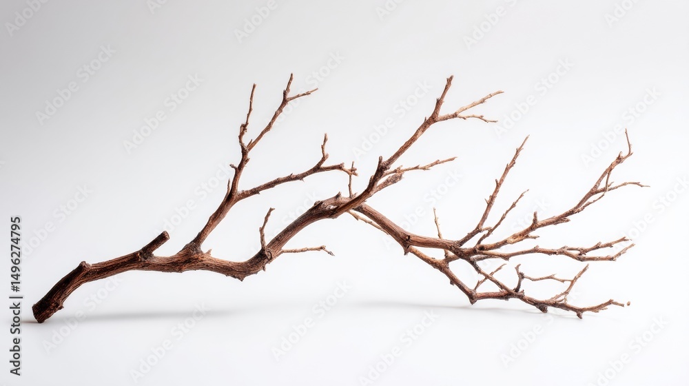 Fototapeta premium Dry Branch on White Background