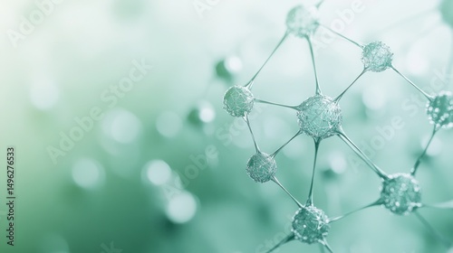 Abstract Molecular Structure Visualization with Green Background and Connecting Lines