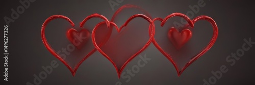 Two vibrant red hearts seamlessly blend into a single, unified heart ,  connection,  graphic,  integrated