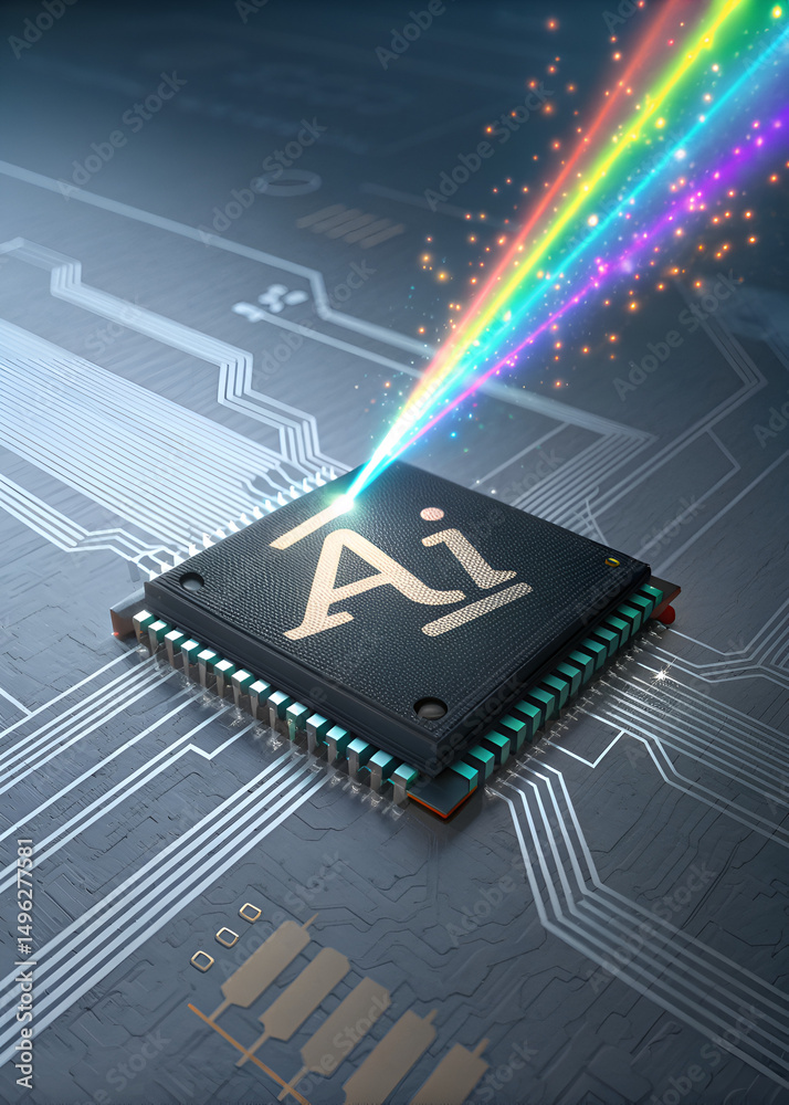 Fototapeta premium electronic circuit board ai Chip set 