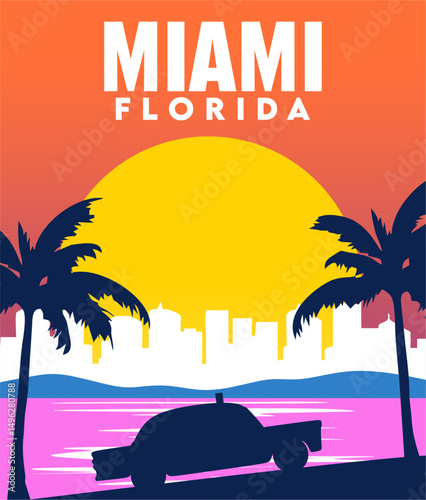miami florida with beautiful sky and beach views
