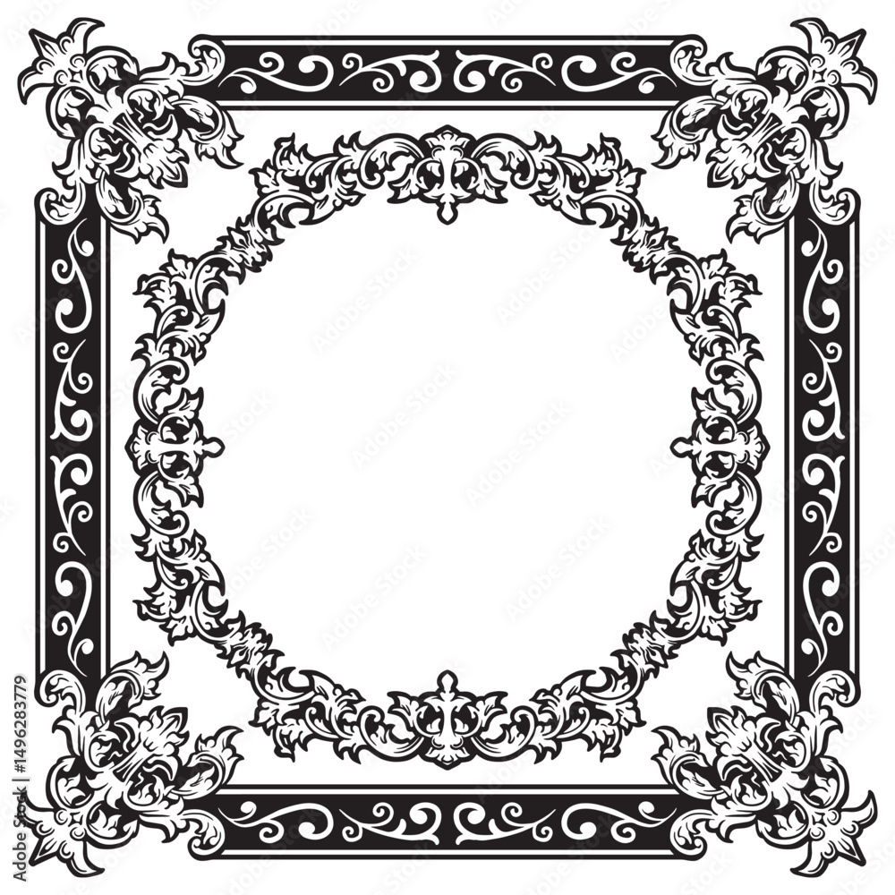 Obraz premium Ornamental Frames with Soft Geometric Decoration