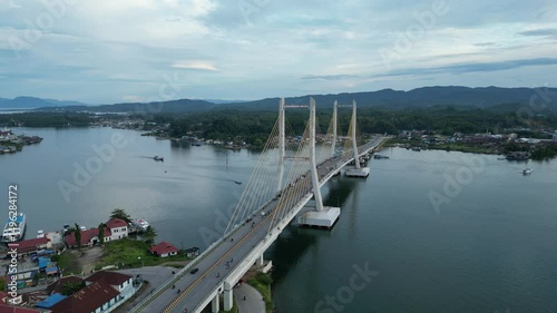 Wallpaper Mural Aerial View of kendari suspension bridge in kendari bay Torontodigital.ca