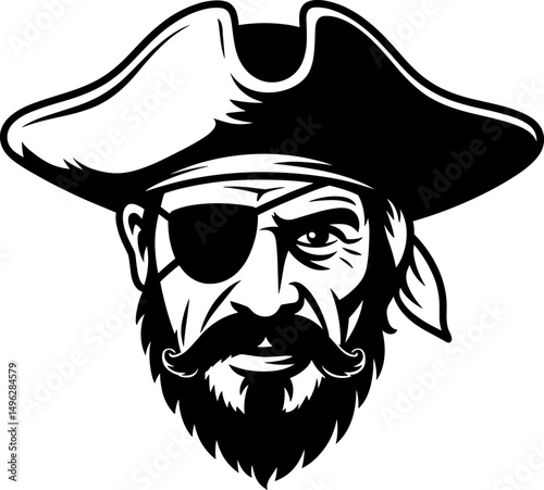 Pirate Face with Tricorn Hat and Eyepatch