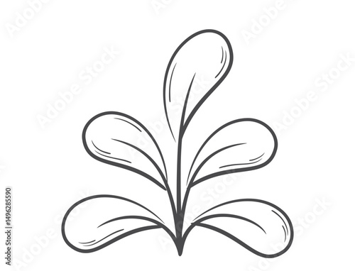 Plant with five rounded leaves line illustration. Spring, planting and nature design element. Isolated vector image