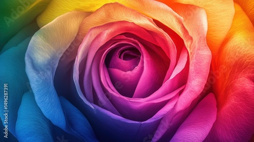 Radiant rose with petals of vibrant rainbow hues creating a floral tapestry