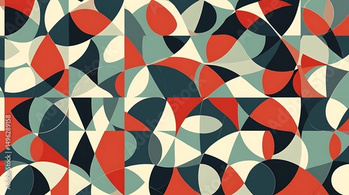 Abstract Geometric Red Teal Pattern. (1)
