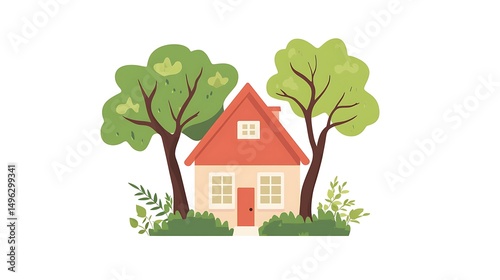 Cozy House with Green Trees, and Spring.