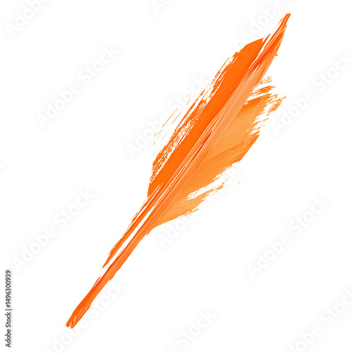 Artistic Arrow with Vibrant Brush Strokes in Aprico Isolated on Transparent Background