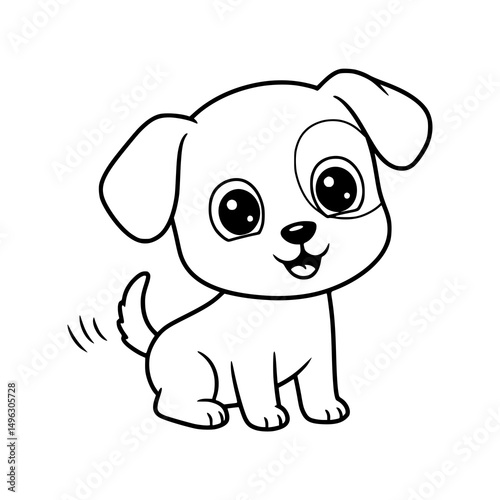 cute dog cartoon drawing illustration for kids coloring book. kawaii