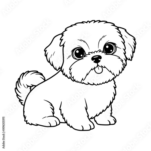 cute dog cartoon drawing illustration for kids coloring book. kawaii