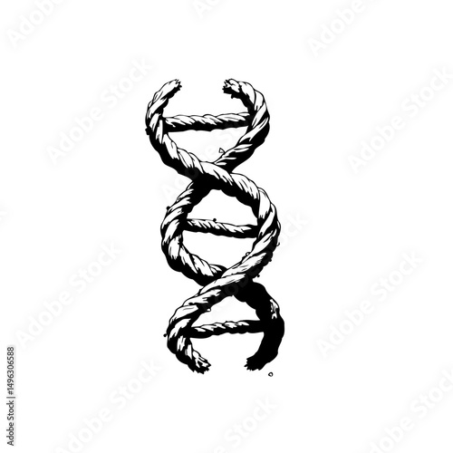 Stylized graphic rendition of a helix structure against a stark white background