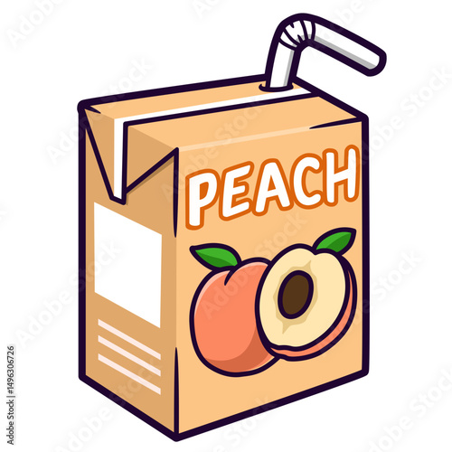 peach juice cartoon sticker illustration