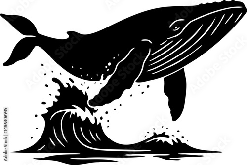 whale silhouette vector illustration with white background