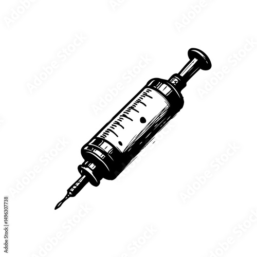 Vintage style illustration of a medical syringe for health and wellness