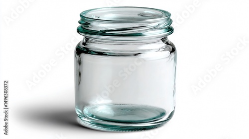 Clear Glass Jar on White Background for Product Display and Storage